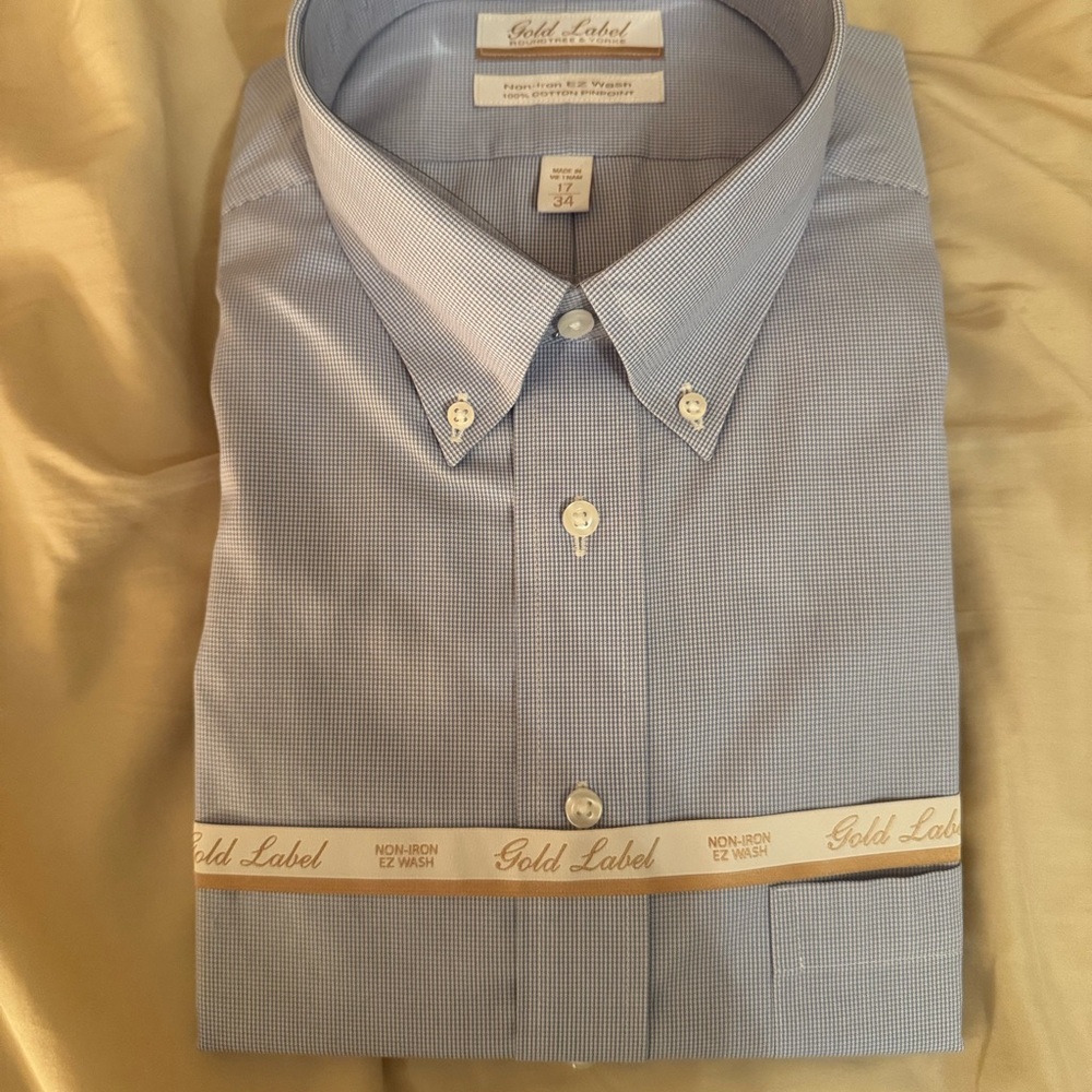 Roundtree & York Gold Label Blue Checkered Shirt